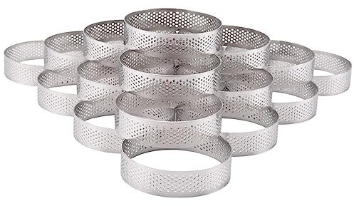 Kopinma 20 tårtringar med hål, fruktkakor, kakor, mousse, kök, bakform, perforerad tårta, mousse ring, 8 cm