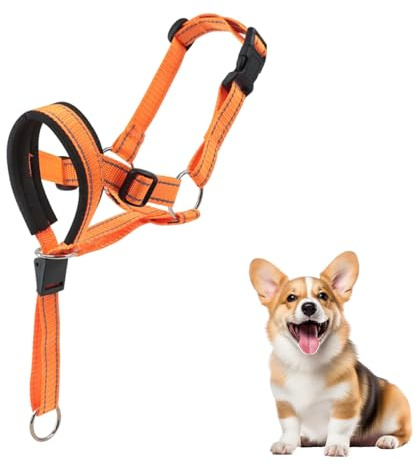 Dog Head Collar with Soft Padded, Gentle Leader for Medium Large Dogs, No Pull Head Harness, Anti Pull Adjustable Reflective Training Head Halter Collar (Yellow,M)