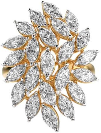Bague cocktail en argent sterling 925 plaqué or avec moissanite, forme marquise, bijou de luxe fait main pour femme | WWJR_0449