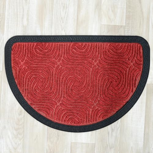 Casa Service ASSORBIPASSO Zerbino Rettangolare e Mezzaluna 40x60 cm e Gradino 25x70 cm Resistente Asciuga e Decora Fondo Gomma, per ingresso, Antiscivolo (Red, 40x60 cm, Mezzaluna/Half-Moon)
