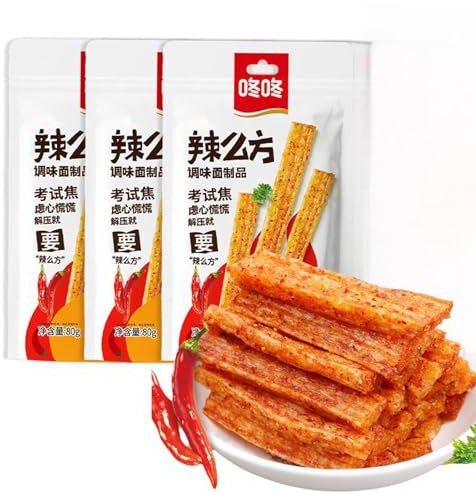 Lunaeturn Bastoncini Latiao Snack Piccanti E Piccant（80g*3Pcs）– Snack Autentico Cinese | Vegetariano | Classici Cinesi Latio | Prima Scelta Da Condividere Con Gli Amici