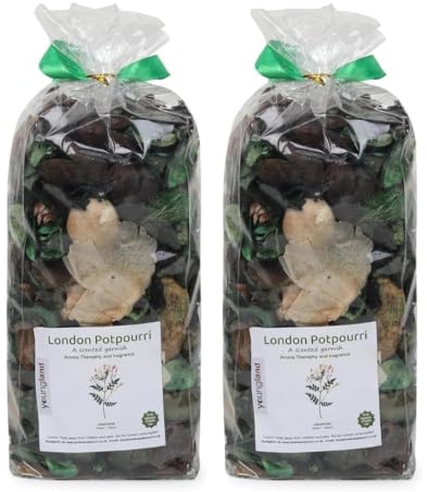 Youngland London Potpourri Jasmine Scented Garnish Natural Dried Flower Vase Filler with FREE 10ml Fragrance Oil Bottle Luxury Aromatherapy & Home Fragrance Gift 400gm Pack of 2