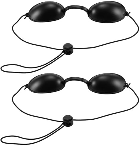 SureFly Soft PVC Sunbed Goggles for Tanning Bed Eye Protection, Adjustable Protective Goggles for LED Mask and Red Light Therapy, Professional Tanning Goggles for Sunbathing and Beauty Clinics, Black