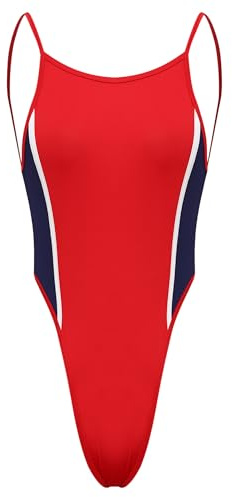 Aiihoo Sling Shot baddräkt för kvinnor, anime kawaii bodysuit ihålig, negligé, cosplay, baddräkt, babydoll, nattkläder, slinga, mikro-string rave, Typ B röd, one size