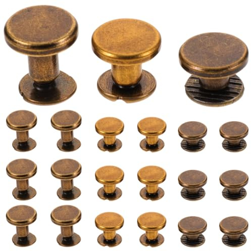 HANABASS Rivetti Vite Testa Piatta Rame 30 Pezzi per Cuoio e Pelle | Modello Flat Head Screw, Fissaggio a Vite per Cintura e Rilegatura, Stile Metallico per Lavori Artigianali
