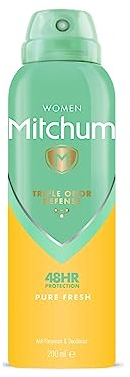 Revlon Mitchum Women Triple Odor Defense 48HR Protection Aerosol Deodorant & Anti-Perspirant, Pure Fresh, 200 ml