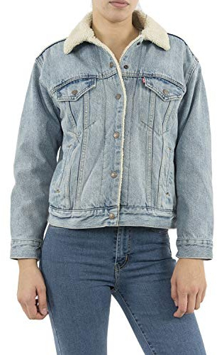 Levi's Ex-Bf Sherpa Trucker, Giacca In Jeans Donna, Blu (Strangerways 0026), X-Small
