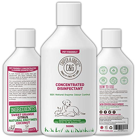 C&G Pets | Pet Friendly Cleaning Disinfectant 500ml | Natural Enzymes Odour Control | Antibacterial & Antifungal Formula Kills 99% Germs | Actively Removes Bad Odour | Safely Disinfects
