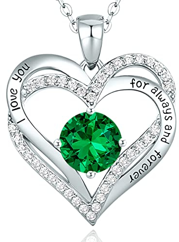 CDE Kette Damen 925 Sterling Silber Rosegold Geschenk für Sie Valentinstag Forever Love Herz Geburtsstein Anhänger Halskette für Frauen Schmuck Geburtstags Freundin Weihnachten Muttertags
