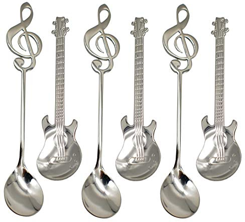 Maydahui Lot de 6 cuillères à café en acier inoxydable 304 pour guitare