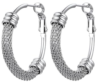 PROSTEEL Creolen edelstahl Damen Huggie Kreolen silber/gold/Schwarz Hoop Klappcreolen Ohrschmuck für Frauen Mädchen 25/30/40/60/70/80 mm Groß Kreis Ohrringe Accessoire