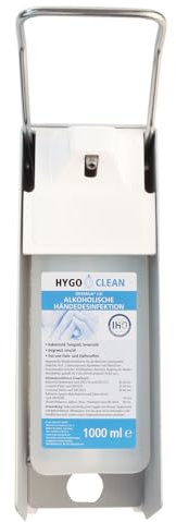 1 Stück Hygoclean Eurospender mit Armhebel 1,0l | Aluminium, silber, V: 1l, Kunststoffpumpe & kurzer Armhebel, Eurospender, Seifenspender, Desinfektionsspender