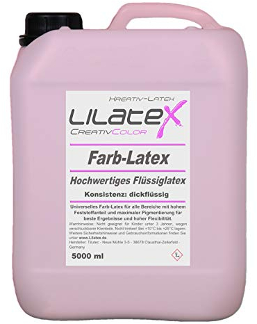 5 Liter Lilatex farbiges Flüssiglatex/Farblatex/Latexmilch - dickflüssiges Naturlatex in HELLROSA