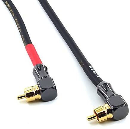 WJSTN 90 Degree Right Angle RCA Cable RCA to RCA Audio Cable Stereo Audio Cable for Home Theater, HDTV, Amplifiers, Hi-Fi Systems 1.5FT 2pack