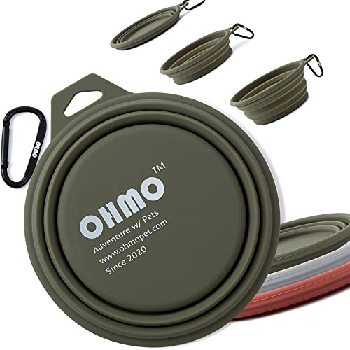 OHMO Comedero para Perros y Gatos,Bebedero Perro Portatil,Cuenco de Viaje de Silicona para Mascotas,Plegable