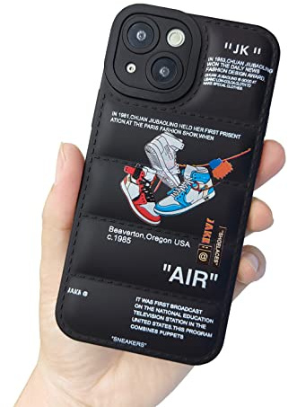 Ins Off Sports Shoes Brand Puffer Handyhülle Kompatibel mit iPhone 14 Plus 6,7 Zoll, Sneakers White Label Pattern Graphics Soft Silicone Full Body Shockproof Protective Case for iPhone 14 Plus, Black