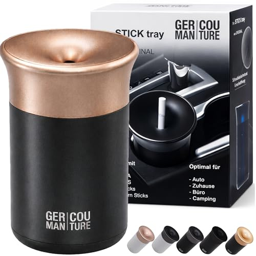 GC German Couture Stickbecher Auto-Aschenbecher kompatibel mit IQOS ILUMA PRIME TEREA Sticks u. Heets-Sticks + Glo Hyper Pro Air neo-Sticks Zubehör u. für PLOOM, schwarz/gold
