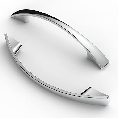 FURNIWARE 10 Pack Chrome Cabinet Pulls, 96mm(3.8 Inch) Hole Center, A03 | Zinc Alloy Drawer Handles for Modern Kitchen Cupboards, Chest of Drawers, Bathroom Vanities, Wardrobe Doors, DIY Projects