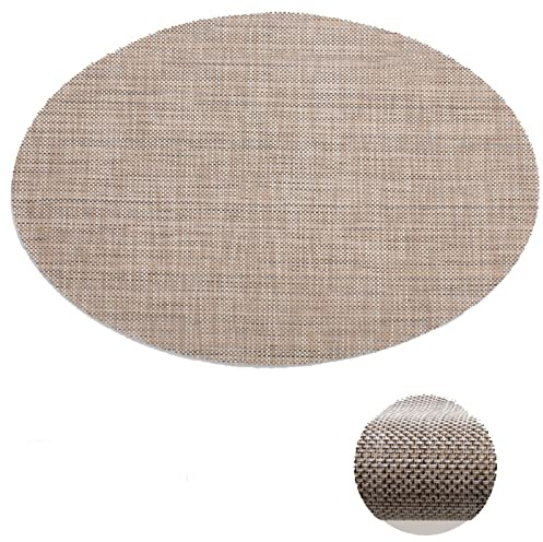 Homxi Platzsets Abwaschbar 2er Set,45x30CM,Placemat Vinyl Einfarbig mit Oval Tischset rutschfest Beige