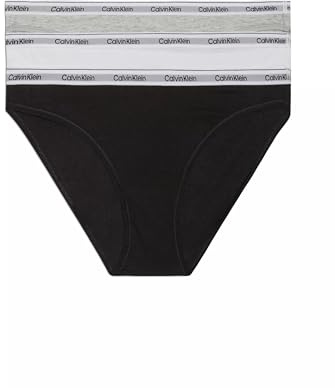 Calvin Klein kvinnors BIKINI 3-pack bikinitrosor, svart/vit/grå värmare, S, Svart/vit/grå ljung, S