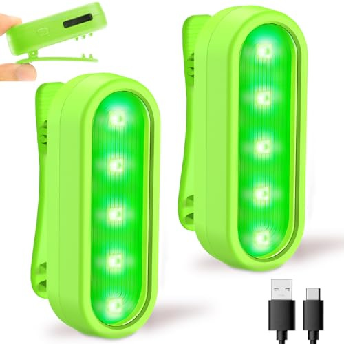 USB-C Rechargeable Bike Taillight, Clip-On Safety Light with 4 Modes, Green