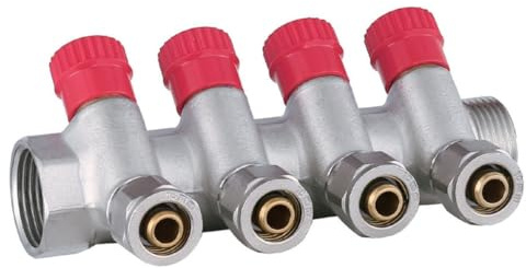 AQUA HEATING Warmwasserverteiler 1 Zoll x 16 mm PEX, 4 Kreise | Wasserverteiler Warmwasser, Trinkwasser, Heizung, Industrie, Wasseranschluss-Verteiler für PEX-Leitungen, 2-Kreis-Verteiler