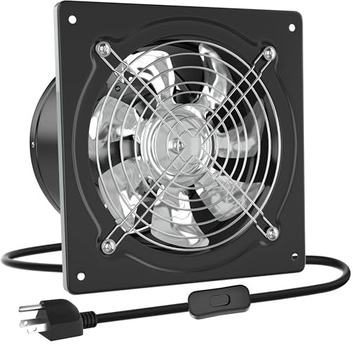HG Power 6 Inch Exhaust Fan with Switch, Powerful Kitchen Exhaust Fan with Damper, Potable Window Exhaust Fans, Small Fume Extractor Ventilation Fan for Attic, Shop, Smoking Room, Garage