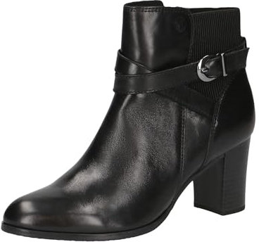 CAPRICE Damen Stiefeletten mit Absatz aus Leder mit Schnalle, Schwarz (Black Nappa), 39 EU