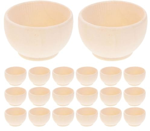 EXCEART 20Pcs DIY Unfinished Wood Bowls for Crafts, Mini Decorative Wooden Bowls for Home DéCor and Personalization