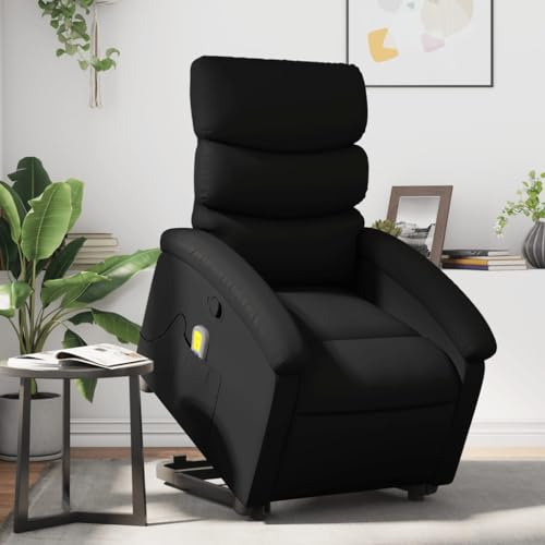 Gecheer Massagesessel mit Aufstehhilfe Relaxsessel TV Sessel Verstellbar Fernsehsessel Ruhesessel Massagefunktion Polstersessel Relaxliege Liegesessel Wohnzimmersessel Relaxsofa Schwarz Kunstleder