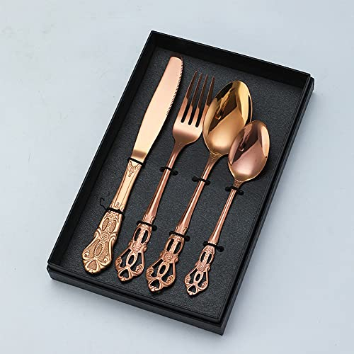 Goldenes Abendessen-Besteck-Set für 8 Personen, Besteck-Set, Besteck, klassischer Palast-Stil, Besteck-Utensilien-Set, Hochzeit, Weihnachten, Zuhause, Küche, Restaurant, Jubiläum, Candle-Light-Dinner,