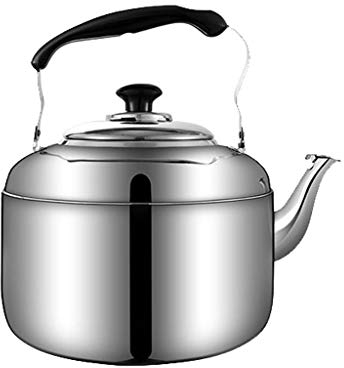 asdchZen Bouilloire pour Cuisinière Bouilloire en Acier Inoxydable Théière Sifflante Poignée Ergonomique Argent Théière De Grande Capacité Fournitures De Cuisine Théières (1L)