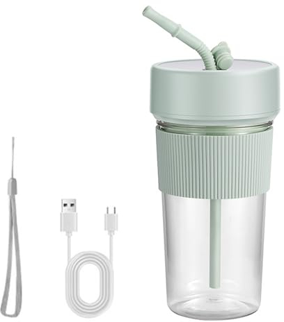 CRBUDY Licuadora portátil pequeña con Pajita, exprimidor eléctrico, mezcladores de Frutas, licuadora Recargable, exprimidor pequeño para Interior y Exterior, exprimidor eléctrico portátil