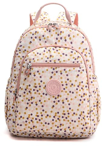 YANAIER Rucksack Damen Cityrucksack Wasserdicht Leichtgewicht Casual Daypack Tagesrucksack Mode Reisen Mädchen Schultaschen Laptop Rucksack Bunte Punkte