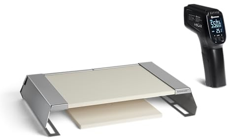 BURNHARD® Pizzaaufsatz Bundle 2-tlg. für Gasgrills | Pizzacover mit 2 Cordierit-Pizzasteinen & Infrarotthermometer, neapolitanische Pizza in 90-120 Sekunden