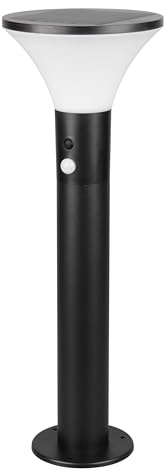 Reality Leuchten LED Außen Wegeleuchte Gorda R54676132, Kunststoff Schwarz matt, 3.5 Watt LED, Hybrid Solar/Akku, Dämmerungssensor, Bewegungssensor