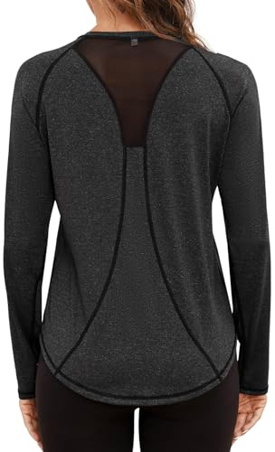 Gyabnw Sportshirt Damen Langarm Sport Tshirt Laufshirt Fitness Yoga Oberteile Funktionsshirt Activewear Sportbekleidung