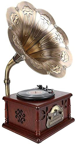 Aioneer Record Player, Gramophone, Solid Wood Antique Gramophone Retro Vinyl Phonograph Machine Multifunction Bluetooth Cd