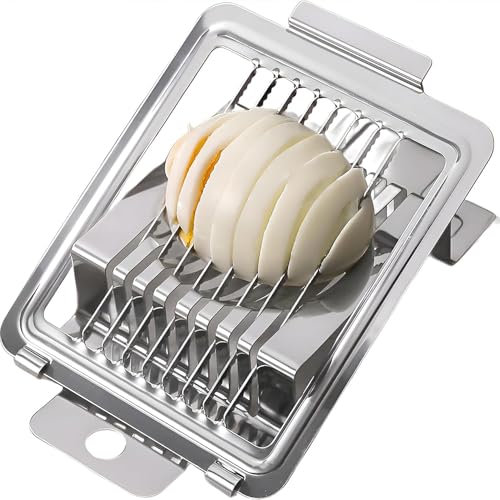 Eierschneider aus Edelstahl, Eierschneider mit Scheiben, professioneller Eierschneider, spülmaschinenfest, Faden, Eierschneider, individuelle und stabile Spannung für Eier, Kiwi, Erdbeeren