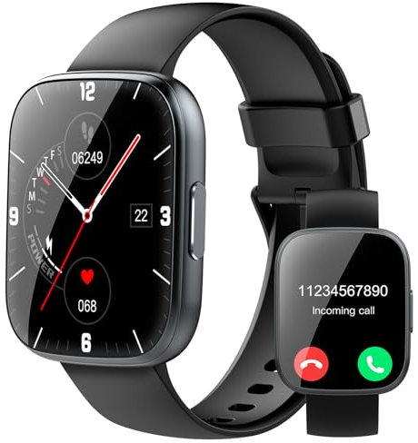 Smart Watch for Men Women Answer/Make Calls, 1.95 Fitness Watch with Hear Rate/Sleep Monitor, Fitness Tracker 110+ Sports Modes Activity Trackers IP68 Waterproof Smartwatch for iOS Android, Black