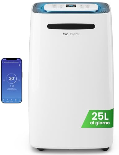 Pro Breeze deshumidificador inteligente 25L/día con Wi-Fi, pantalla digital, modo ropa, drenaje continuo y temporizador para humedad y condensación