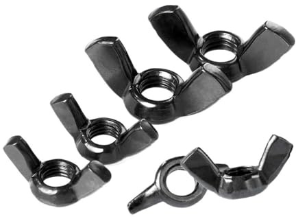 SellGood Handmutter 2–20 Stück Flügelmuttern M3 M4 M5 M6 M8 M10 M12, Schwarze Schmetterlingsmuttern aus Edelstahl, handfest(M5,Qty 20pcs)