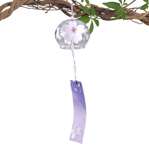 Japanische Windglocke Glas, Japanische Windspiele, Garten Windspiele Wind Glocke Indoor, Windglocken Romantische Blumen Draußen Wind Glocken, Wind Chime Glücks Bringer Autospiegel Glaskugel