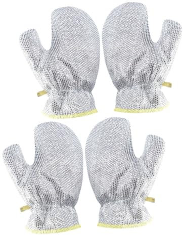BESTYASH 2pairs Steel Wool Scrubber Gloves Multipurpose Dish Cloths for Cooking Kitchen Cleaning Supplies Steel Wool Cleaning Mitts Wire Dishwashing Gloves Non-scratch Cloths