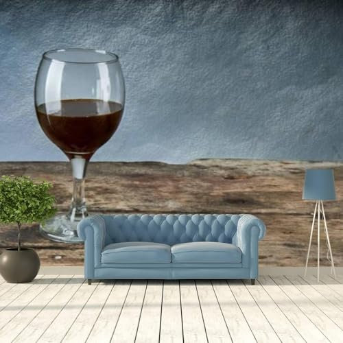 Nordic Tv Background Wall Paper Red Wine Glass On Vintage Wooden Table Wallpaper Living Room Bedroom 3D Decorative Mural Film Wall Covering 3D Wallpapers Wallpaper Paste Living Room Paste-330328930669
