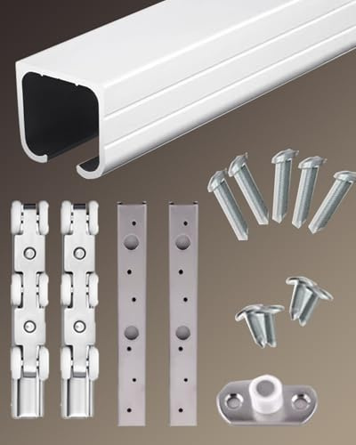 Minglez Sliding Door Kit Silver Barn Door Hardware Kit with Pulley, Wood Garage Door Track Set Aluminum Alloy, Top Hung Single Door Rail Set for Kitchen/Bedroom/Shed(10ft/3.0m)
