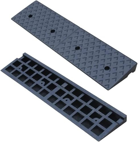 ybaymy 2 Rise Rubber Kerb Ramps, 100 x 25 x 5cm Heavy Duty Threshold Ramp, Wheelchair Ramp for Steps, Curb Ramps for Cars Vehicles Caravan Mobility Scooter Skateboard Motorcycle Disabled Chair & Dog