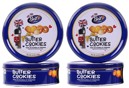 Set of 4 Luxury Butter Cookies in Decorative Gift Tins - 140g Classic Assorted Danish Butter Biscuits in Airtight Metal Boxes -Traditional, Delightful Treat for Birthdays Christmas & Special Occasions