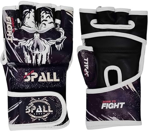 MMA Gloves Boxing Gloves for Men and Women PU Art Leather More Padding Fingerless Punching Bag Gloves for Kickboxing Sparring Muay Thai and Heavy Bag (Black, S/M)