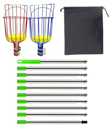 Générique PEIZHIYC Obstpflücker mit Teleskopstiel 6m Edelstahl Obstpflücker mit Korb zum Pflücken von Äpfeln, Zitrusfrüchten, Birnen (6m)